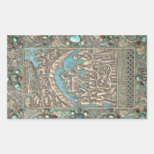 Nativiteitsscène Christus Heilige Familie Angels Rechthoekige Sticker