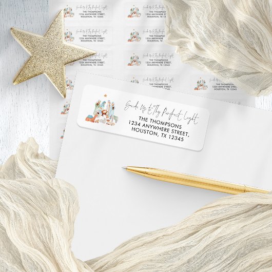 Nativiteitsscène Drie Kings het Adres van de Naam  Etiket