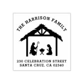 Nativiteitsscène | Eenvoudig adres kerstretourzend Rubberstempel (Afrduk)