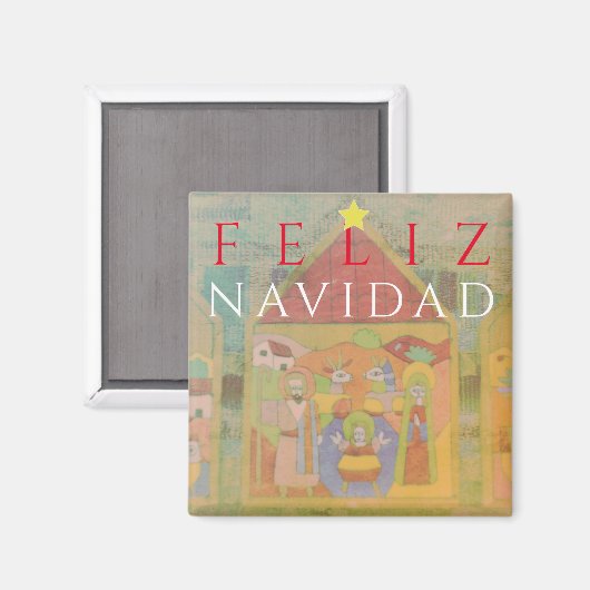 Nativiteitsscène "Feliz Navidad" Magneet (Voorkant / Achterkant)