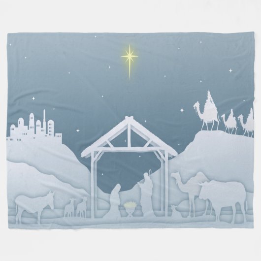 Nativiteitsscène Fleece Deken (Voorkant (Horizontaal))