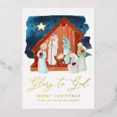 Nativiteitsscène Glory naar God Folie Feestdagenkaart (Voorkant)