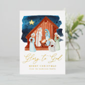 Nativiteitsscène Glory naar God Folie Feestdagenkaart (Staand Voorkant)