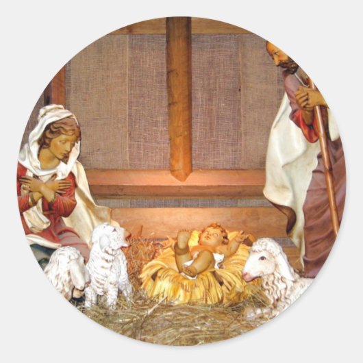 Nativiteitsscène/Heilige Familie Ronde Sticker (Voorkant)