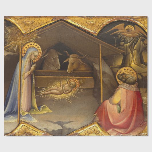 Nativiteitsscène in goud cadeaupapier (Vlak)