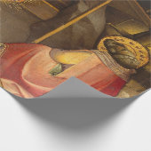 Nativiteitsscène in goud cadeaupapier (Hoek)