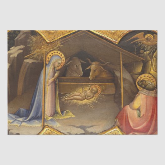 Nativiteitsscène in goud tissuepapier (Voorkant)