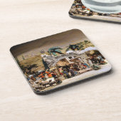 Nativiteitsscène instellen voor kerstmis drankjes onderzetter (Linkerzijde)