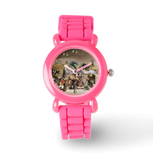 Nativiteitsscène instellen voor kerstmis horloge