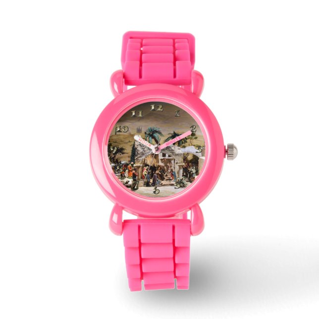 Nativiteitsscène instellen voor kerstmis horloge (Voorkant)