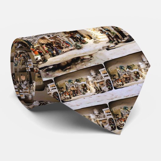 Nativiteitsscène instellen voor kerstmis stropdas (Opgerold)