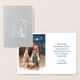 Nativiteitsscène Luxe echte kerstkaarten voor Foli Folie Kaarten