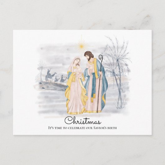 Nativiteitsscène - Mary, Joseph & Newborn Baby Jes Briefkaart (Voorkant)