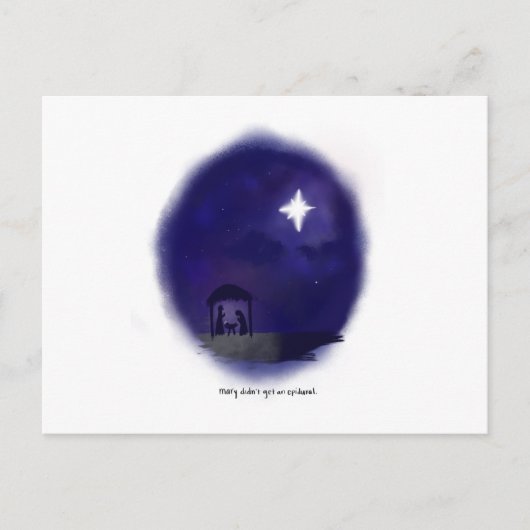 Nativiteitsscène / Mary kreeg geen epidurale Briefkaart (Voorkant)