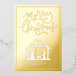 Nativiteitsscène Merry Kerstmis Folie Feestdagenkaart