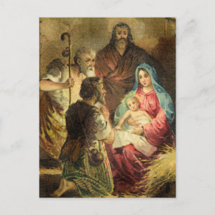 nativiteitsscène met drastische verlichting briefkaart