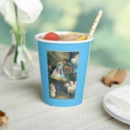 Nativiteitsscène met kerstmis papieren bekers
