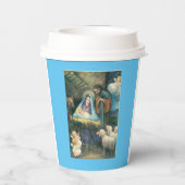 Nativiteitsscène met kerstmis papieren bekers (Achterkant)