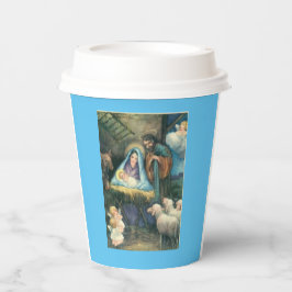 Nativiteitsscène met kerstmis papieren bekers