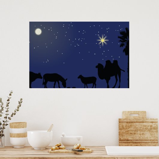 Nativiteitsscène met Kerstmis Poster (Keuken)