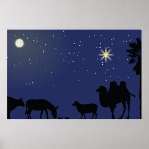 Nativiteitsscène met Kerstmis Poster