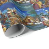 Nativiteitsscène met wijze mannen kerstfeestdag cadeaupapier (Rol Hoek)