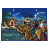Nativiteitsscène met wijze mannen kerstfeestdag groot cadeauzakje (Voorkant)