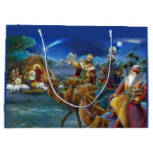 Nativiteitsscène met wijze mannen kerstfeestdag groot cadeauzakje (Achterkant)