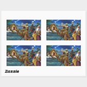 Nativiteitsscène met wijze mannen kerstfeestdag rechthoekige sticker (Vel)