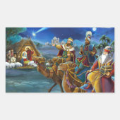 Nativiteitsscène met wijze mannen kerstfeestdag rechthoekige sticker (Voorkant)