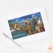 Nativiteitsscène met wijze mannen kerstfeestdag rechthoekige sticker (Envelop)