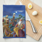 Nativiteitsscène met wijze mannen kerstfeestdag theedoek (Quarter Fold)