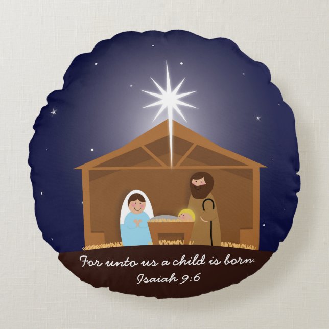 Nativiteitsscène Rond Kussen (Voorkant)