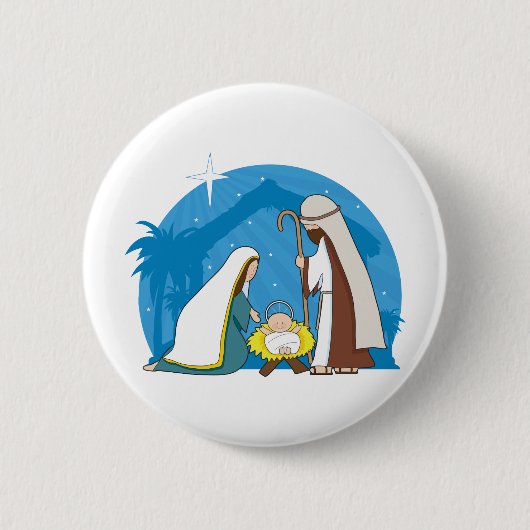 Nativiteitsscène Ronde Button 5,7 Cm (Voorkant)