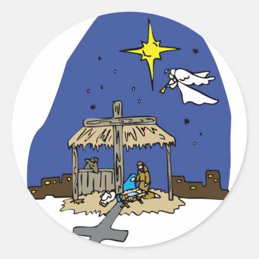 Nativiteitsscène Ronde Sticker (Voorkant)