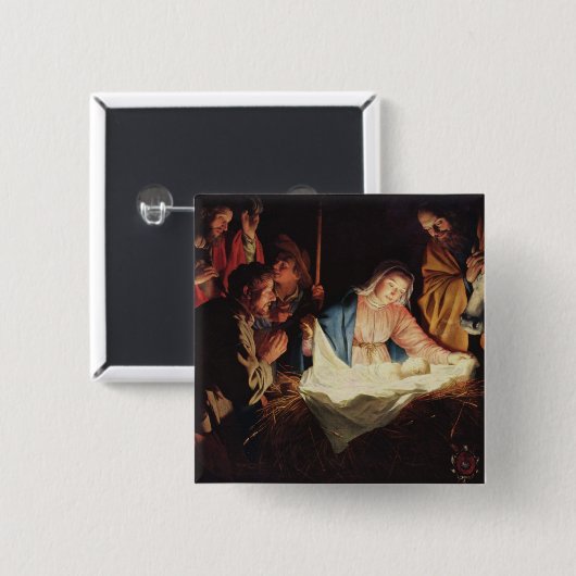 Nativiteitsscène Vierkante Button 5,1 Cm (Voorkant /achterkant)