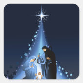 Nativiteitsscène Vierkante Sticker (Voorkant)