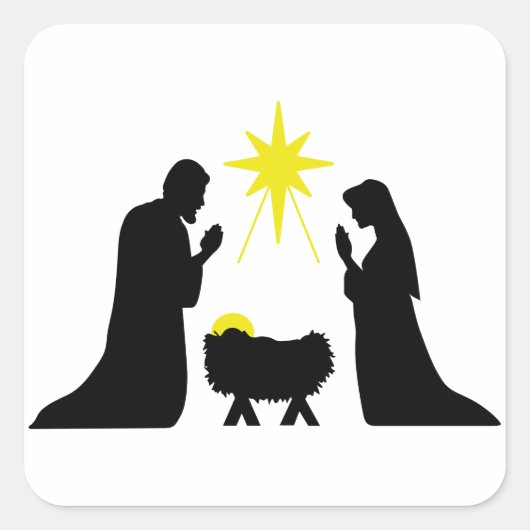 Nativiteitsscène Vierkante Sticker (Voorkant)