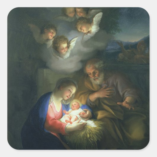 Nativiteitsscène Vierkante Sticker (Voorkant)