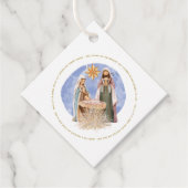 Nativiteitsscène weg in een gevaarlijke tekst van  bedankjes labels (Voorkant)