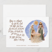 Nativiteitsscène weg in een Manger Lyrics White Feestdagenkaart (Voorkant / Achterkant)