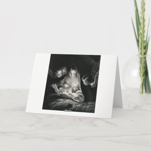 Nativiteitsscène Wieg Maagd Mary Baby Jesus Angels Feestdagen Kaart (Achterkant)