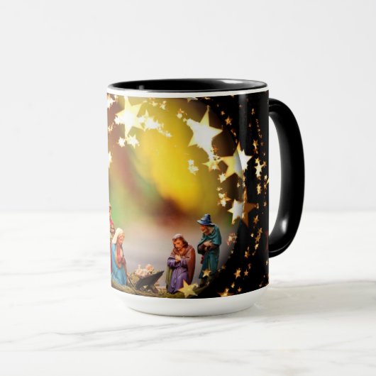 Nativiteitsscène Wieg Maagd Mary Baby Jesus Stars Mok (Voorkant rechts)