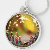 Nativiteitsscène Wieg Maagd Mary Baby Jesus Stars Sleutelhanger (Voorkant)