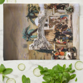 Nativiteitsscènedecoratie voor kerst theedoek (Gevouwen)