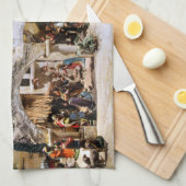 Nativiteitsscènedecoratie voor kerst theedoek (Quarter Fold)