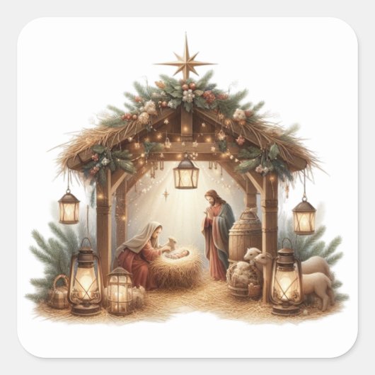 Nativiteitsstickers Vierkante Sticker (Voorkant)
