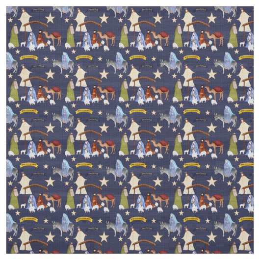 Nativiteitsstructuur op donkerblauw stof (Swatch)