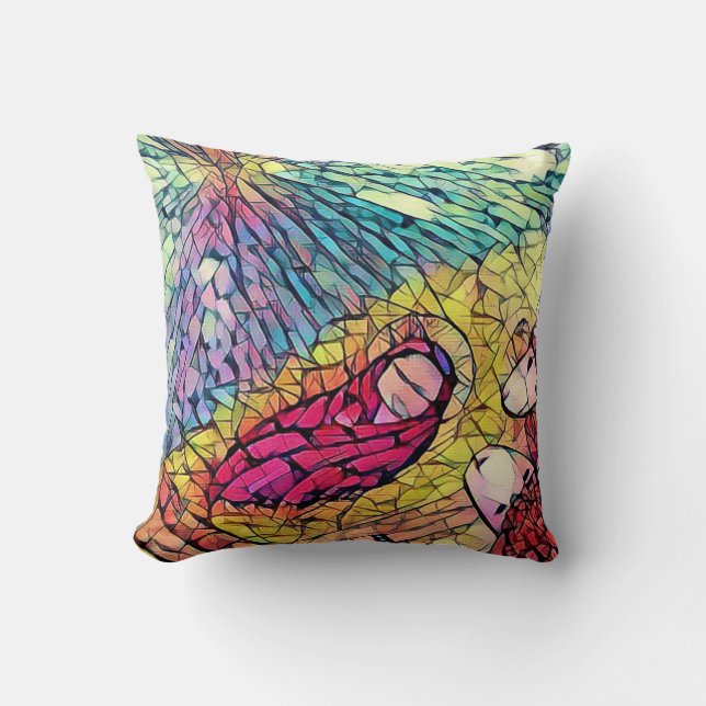 Nativiteitsverhaal Manger Baby Jesus Glas in lood Kussen (Voorkant)