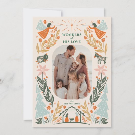 Nativity Angels 2 foto kerst Feestdagenkaart (Voorkant)